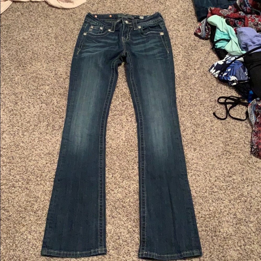 Dark Wash Butt Detail Bootcut Jeans Miss Me